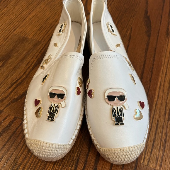 Karl Lagerfeld Michaela White Round Toe Slip-On Espadrilles | size 11 - Picture 8 of 8